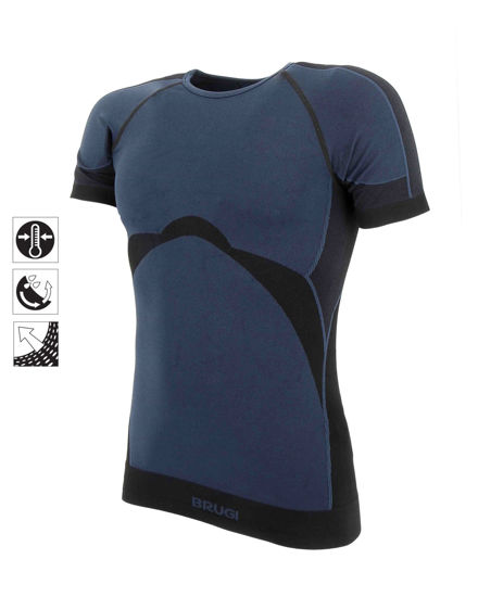 Immagine di BRUGI - T shirt intima da uomo termica blu in tessuto traspirante