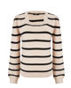 Immagine di BACHATA - Maglia manica lunga beige a righe nere con scollo quadrato