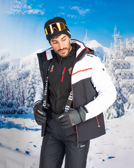 Immagine di BRUGI - Giacca da sci bianca e nera impermeabile traspirante idrorepellente antivento uomo