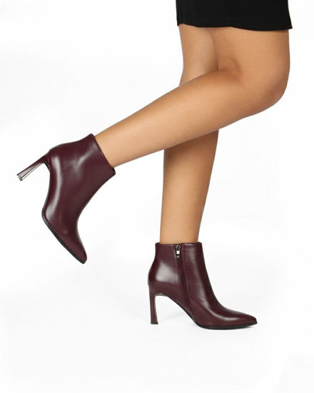 Immagine di MISS GLOBO - Tronchetto bordeaux a punta con zip laterale, tacco 9CM
