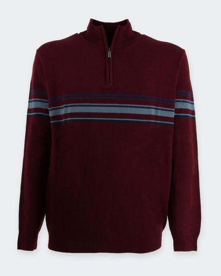 Immagine di BREZZA DI MARE - MAGLIA MANICA LUNGA DA UOMO BORDEAUX MEZZA ZIP RIGA CENTRALE