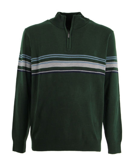 Immagine di BREZZA DI MARE - MAGLIA MANICA LUNGA DA UOMO VERDE MEZZA ZIP RIGA CENTRALE