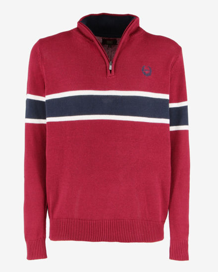 Immagine di GMV - MAGLIONE MEZZA ZIP BORDEAUX E BLU NOTTE DA UOMO