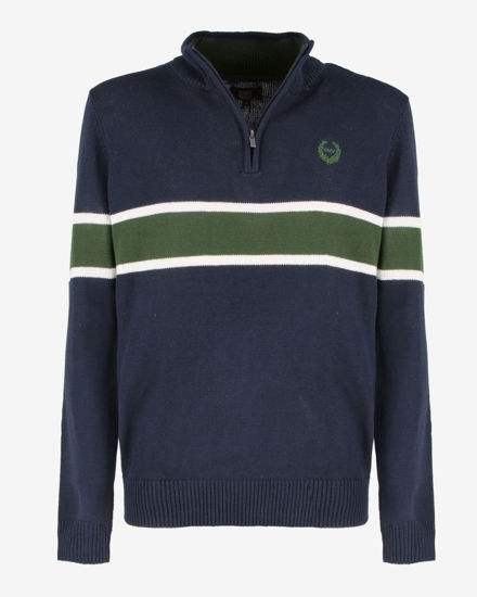 Immagine di GMV - MAGLIONE MEZZA ZIP BLU NOTTE E VERDE MILITARE DA UOMO