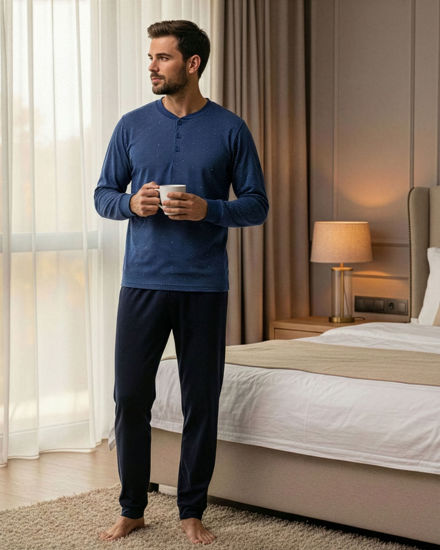 Immagine di ENRICO COVERI - PIGIAMA MANICA LUNGA COBALTO IN COTONE INTERLOCK