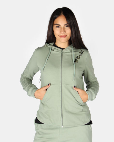 Immagine di GOLA - FELPA CON CAPPUCCIO FULL ZIP VERDE CHIARO DA DONNA