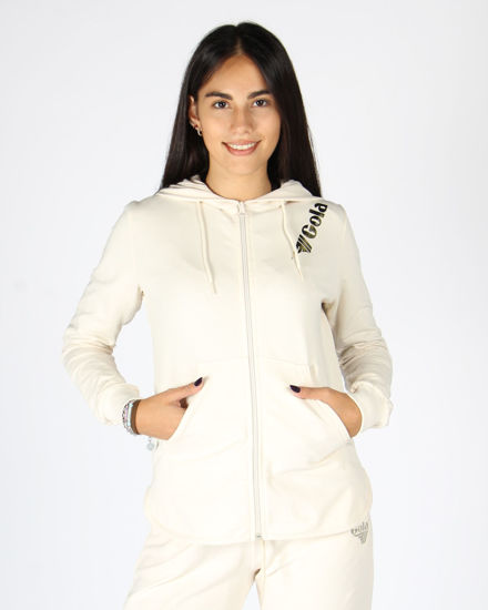 Immagine di GOLA - FELPA CON CAPPUCCIO FULL ZIP CREMA DA DONNA