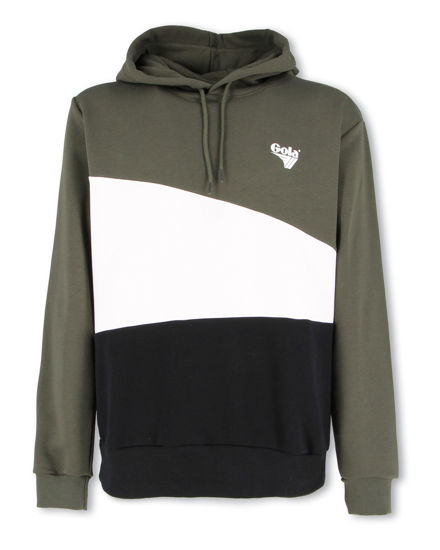 Immagine di GOLA - Felpa con cappuccio verde militare/panna/nero da uomo