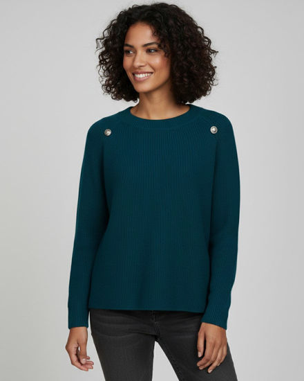 Immagine di BACHATA - Maglia manica lunga ottanio con finti bottoni