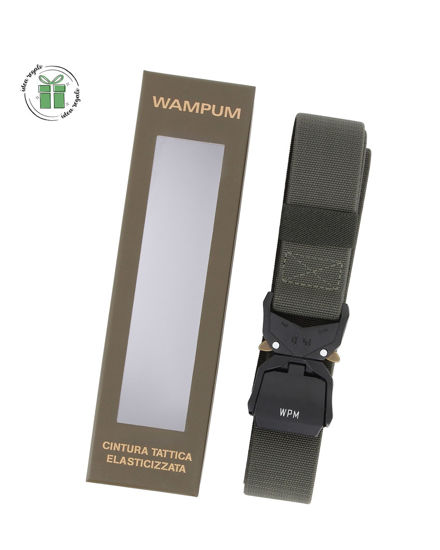 Immagine di WAMPUM - Cintura tattica elasticizzata verde militare da uomo con scatola