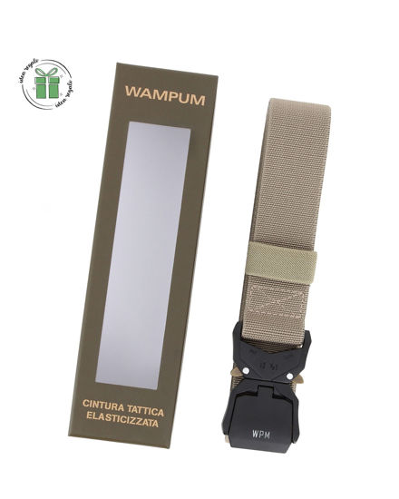 Immagine di WAMPUM - Cintura tattica elasticizzata beige da uomo con scatola