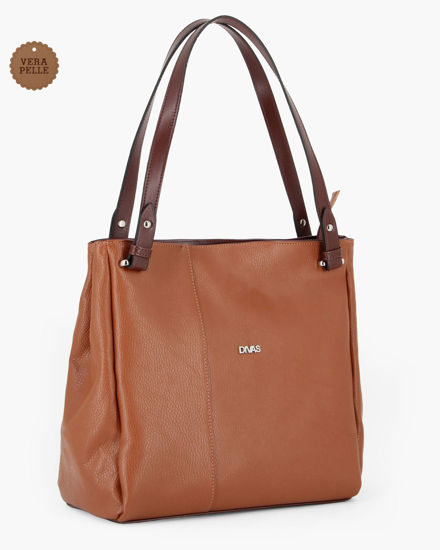Immagine di DIVAS - Borsa shopping cuoio tre scomparti VERA PELLE - MADE IN ITALY
