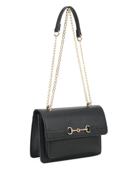 Immagine di RIFLE - Tracolla nera con tasca frontale e moschettone sulla patta