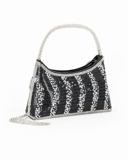 Immagine di DIVAS - Minibag nera in strass, catenina removibile
