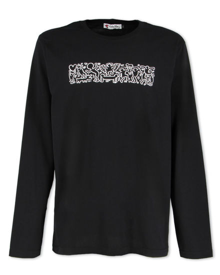 Immagine di KEITH HARING - Tshirt nera a manica lunga da uomo con stampa skate