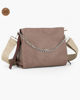 Immagine di DIVAS - Borsa sacca taupe in VERA PELLE con tracolla nastro - MADE IN ITALY