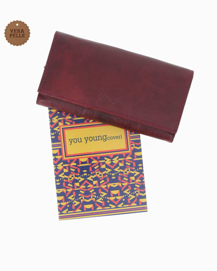 Immagine di YOU YOUNG COVERI - Portafoglio rosso in VERA PELLE con patta e doppia tasca posteriore