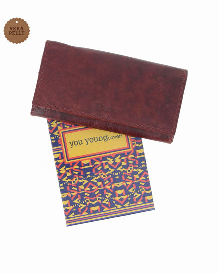 Immagine di YOU YOUNG COVERI - Portafoglio cognac in VERA PELLE con patta e doppia tasca posteriore