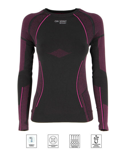 Immagine di ON SPIRIT -  MAGLIA TERMICA DONNA NERA E FUXIA OLGA   - AD9V180