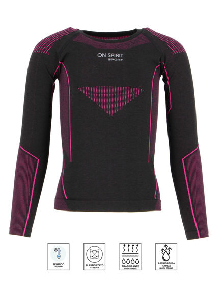 Immagine di ON SPIRIT -  MAGLIA TERMICA KIDS  NERA E FUXIA  PARIS - AG00090