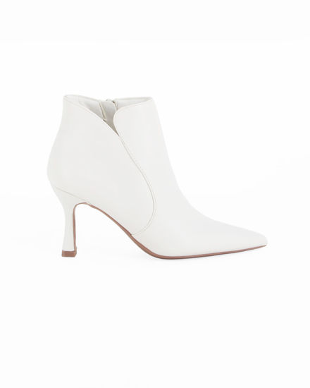 Immagine di MISS GLOBO - Tronchetto bianco a punta con zip laterale, tacco 8CM