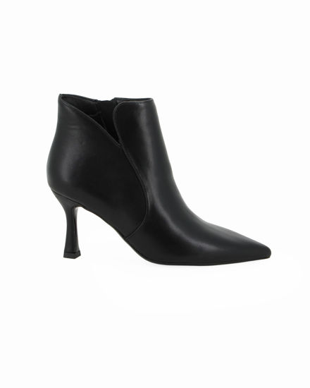 Immagine di MISS GLOBO - Tronchetto nero a punta con zip laterale, tacco 8CM