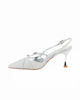 Immagine di MISS GLOBO - Décolleté slingback argento in lurex con sottopiede in memory foam, tacco 7CM