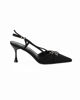 Immagine di MISS GLOBO - Décolleté slingback nera in lycra con sottopiede in VERA PELLE, tacco 7CM