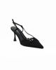 Immagine di MISS GLOBO - Décolleté slingback nera in lycra con sottopiede in VERA PELLE, tacco 7CM