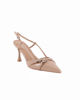 Immagine di MISS GLOBO - Décolleté slingback beige in vernice con sottopiede in VERA PELLE, tacco 7CM