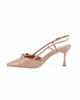 Immagine di MISS GLOBO - Décolleté slingback beige in vernice con sottopiede in VERA PELLE, tacco 7CM