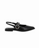 Immagine di MISS GLOBO - Ballerina slingback nera a punta con sottopiede in memory foam e cinturino frontale con fibbia