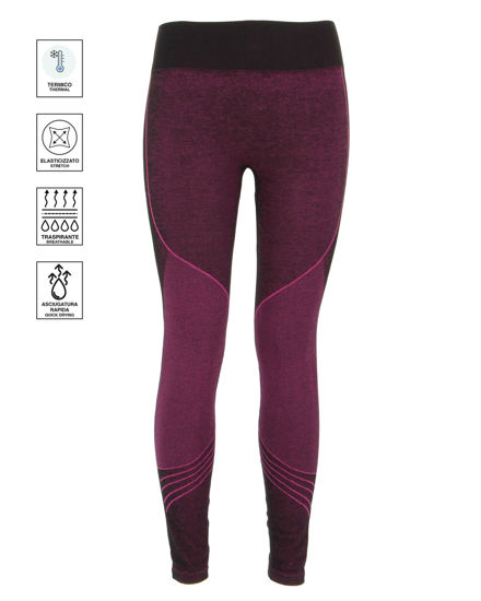 Immagine di ON SPIRIT -  LEGGINGS  TERMICI DONNA  NERI  E FUXIA  IN LANA MERINOS ROSALIA - AD02109_A7250
