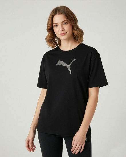 Immagine di PUMA - T-SHIRT DONNA  NERA MEZZA MANICA  ESS GRAPHICS LEO LUXE, 634566-01