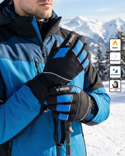 Immagine di BRUGI - GUANTI DA SCI UOMO NERI E BLU, ZJ1B-T56Z-TT2