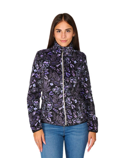 Immagine di ON SPIRIT - PILE  DONNA FULL ZIP LILLA E NERO FANTASIA FIORI  OLIVIA