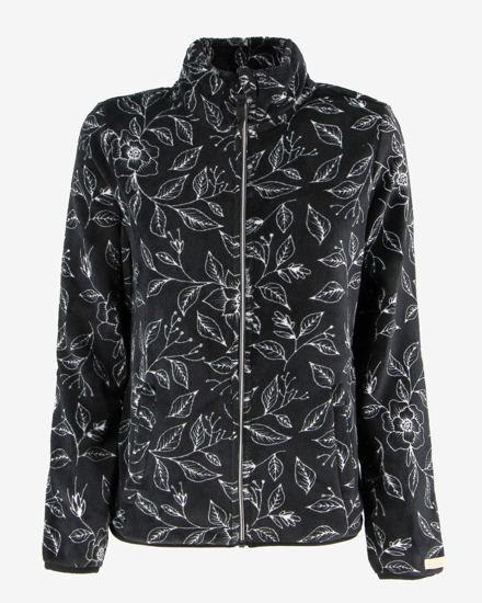 Immagine di ON SPIRIT - PILE  DONNA FULL ZIP NERO E FIORI BIANCHI-  ANIA