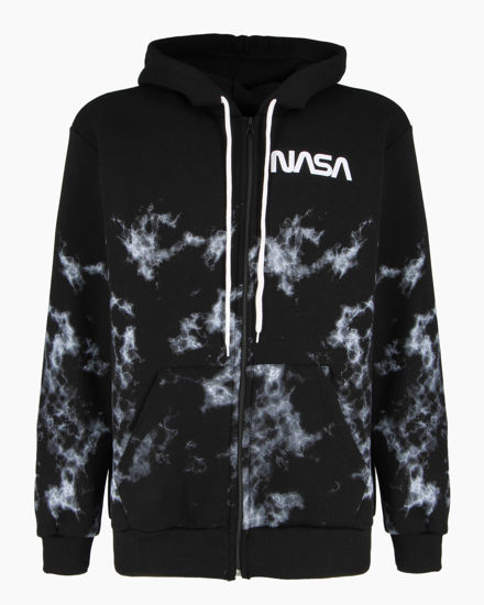 Immagine di NASA - FELPA NERA CON CAPPUCCIO E ZIP DA UOMO