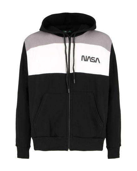 Immagine di NASA - FELPA CON CAPPUCCIO E ZIP NERA/BIANCA/GRIGIA DA UOMO