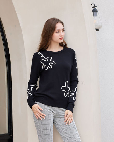 Immagine di BACHATA - Maglia nera e bianca a manica lunga da donna