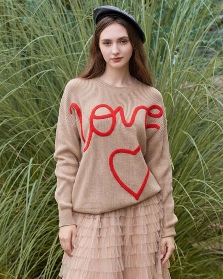 Immagine di BACHATA - Maglia manica lunga taupe e rossa da donna