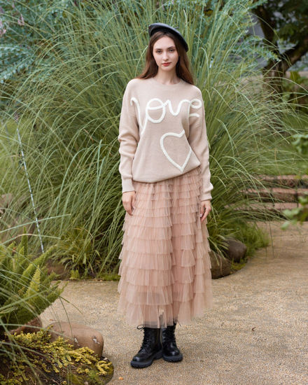 Immagine di BACHATA - Maglia manica lunga beige e bianca da donna