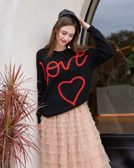 Immagine di BACHATA - Maglia manica lunga nera e rossa da donna