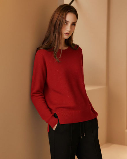 Immagine di BACHATA - Maglia manica lunga bordeaux da donna con paillettes