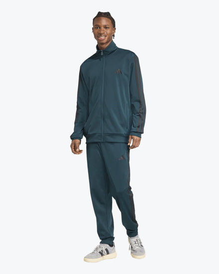 Immagine di ADIDAS -  TUTA UOMO VERDE PETROLIO CON 3 BANDE NERE ESSENTIALS 3-STRIPES -JX5502