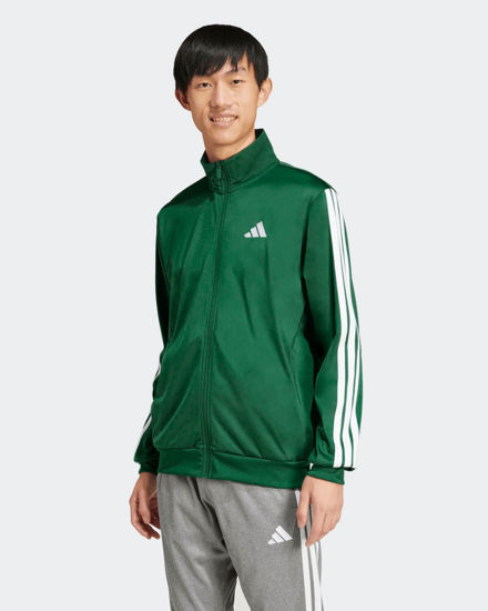 Immagine di ADIDAS - FELPA UOMO FULL ZIP 3S DAYREADY TRACKTOP VERDE CON BANDE BIANCHE - JI8821