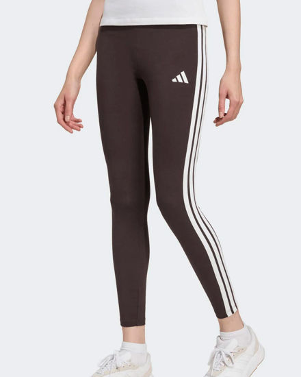 Immagine di ADIDAS - LEGGINGS DONNA MARRONI 3S SJ LEG CON BANDE BIANCHE -  JY3177