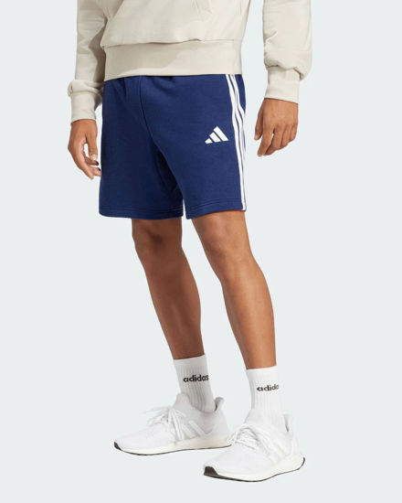 Immagine di ADIDAS - PANTALONCINO UOMO BLU CON 3 BANDE BIANCHE FRENCH TERRY - JE6417