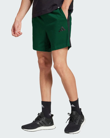 Immagine di ADIDAS - PANTALONCINO UOMO VERDE CON BANDE NERE SINGLE JERSEY 7 POLLICI -  JF3680