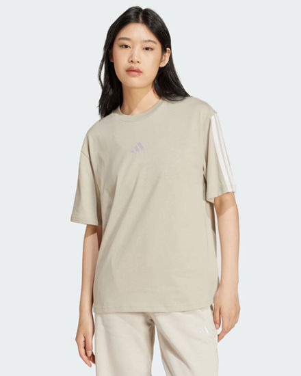 Immagine di ADIDAS - T-SHIRT DONNA MEZZA MANICA  BEIGE CON 3 BANDE BIANCHE  ESSENTIALS 3-STRIPES - JE1219